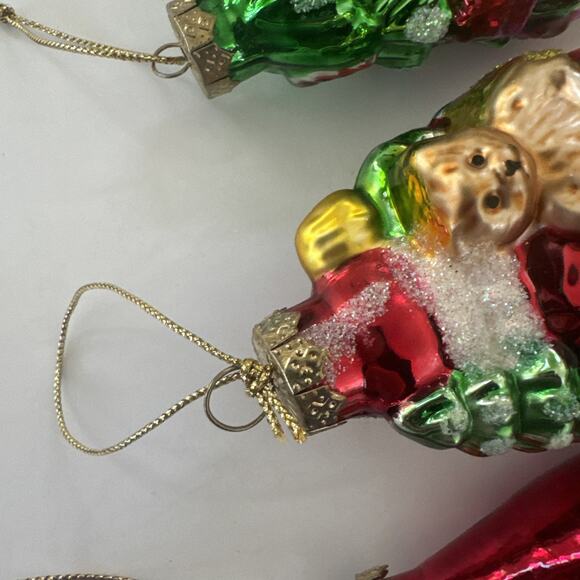 Set of 4 Christmas Ornaments by Greenbrier Santa‎ Snowman Tree Blown Glass - Picture 13 of 13